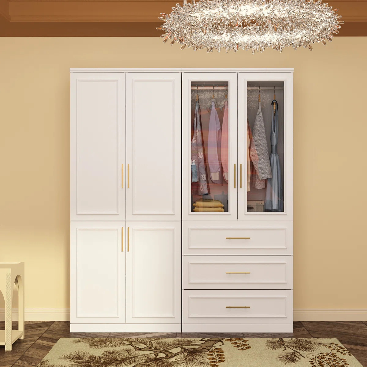 Willa Arlo™ Interiors Saltash 74.9" H x 63.3" W 6 Door Armoire with Drawers & Reviews | Wayfair | Wayfair North America