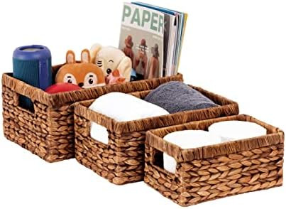 CENBOSS Woven Storage Baskets (Brown Wash, Set of 3 Sizes) | Amazon (US)