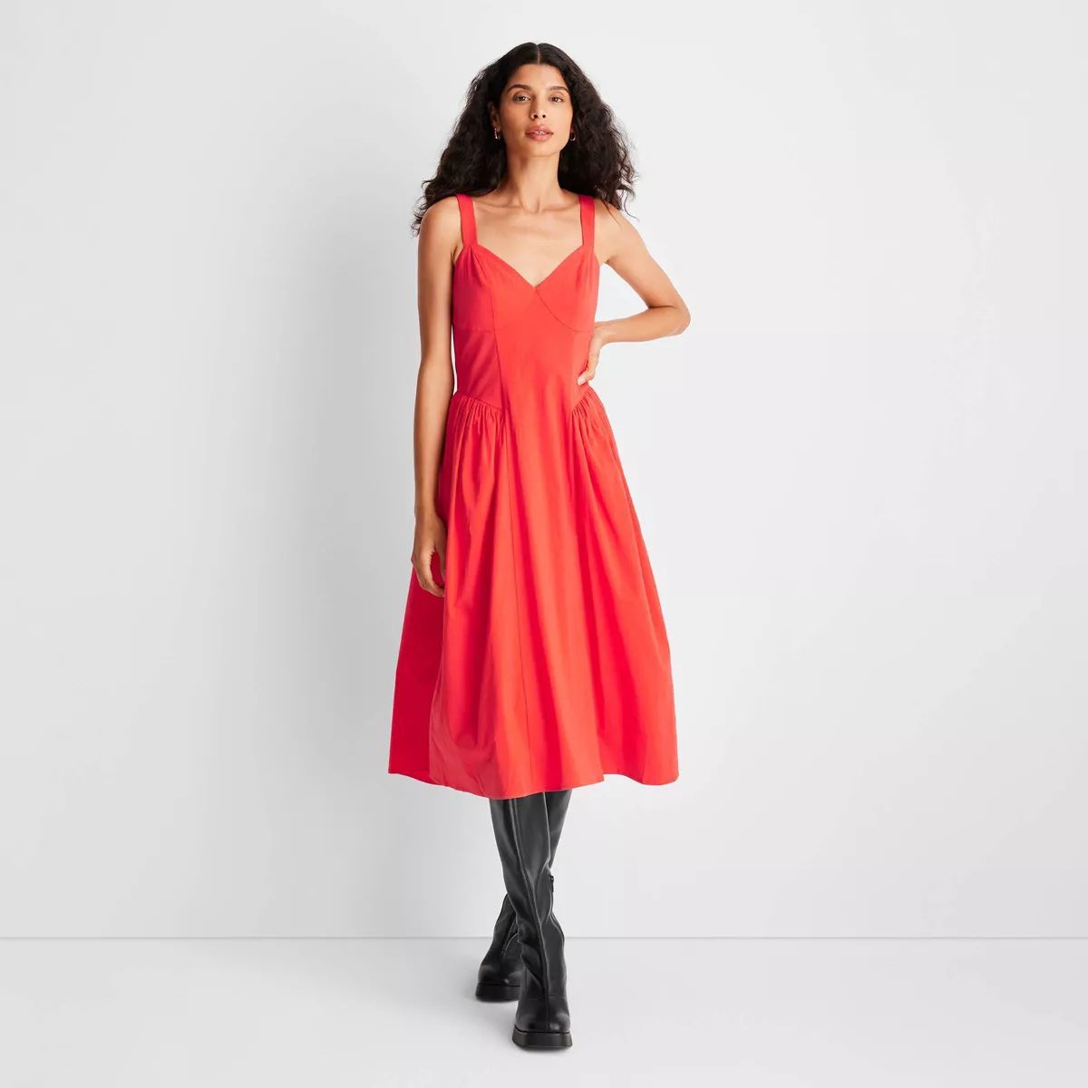 Women's Strappy Red Fit And Flare Midi Dress - Future Collective™ with Reese Blutstein | Target