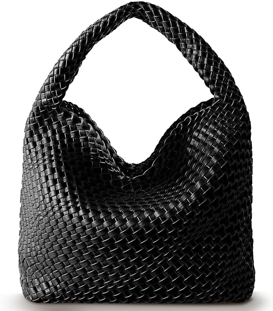 Ann Bully Woven Bag for Women, Vegan Leather Tote Bag Large Summer Beach Travel Handbag and Purse... | Amazon (US)