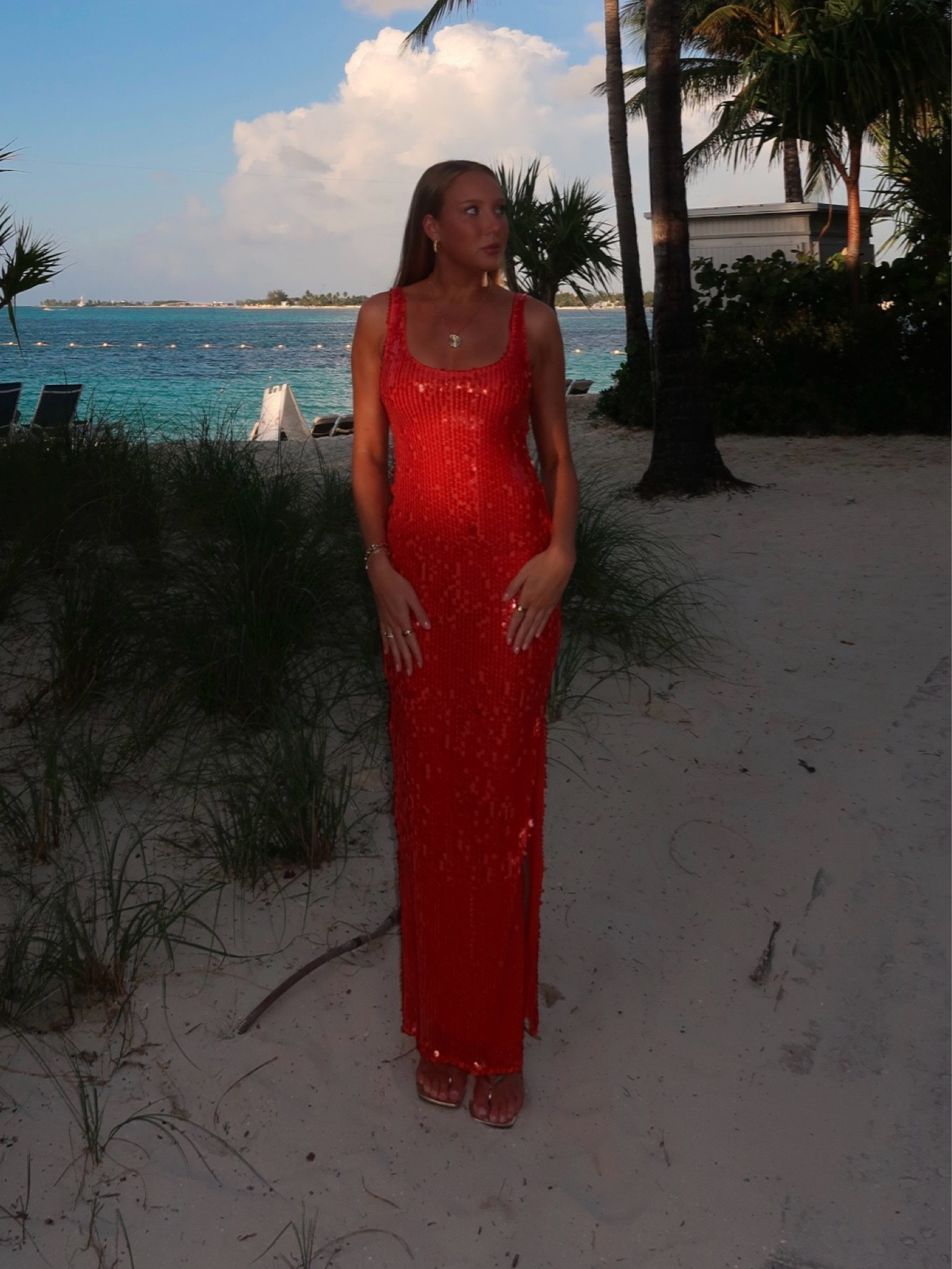 orange sequins vacation dress 🍊🦞
