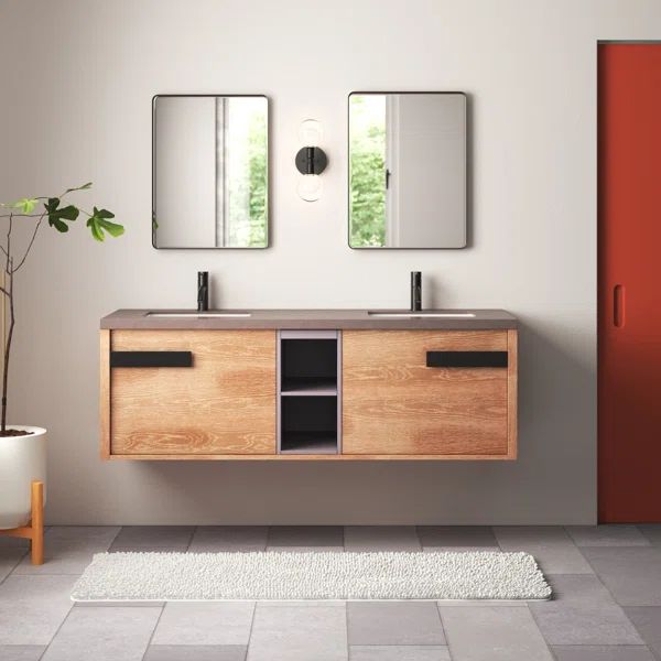 Ajwad 63" Wall-Mounted Double Bathroom Vanity Set | Wayfair North America