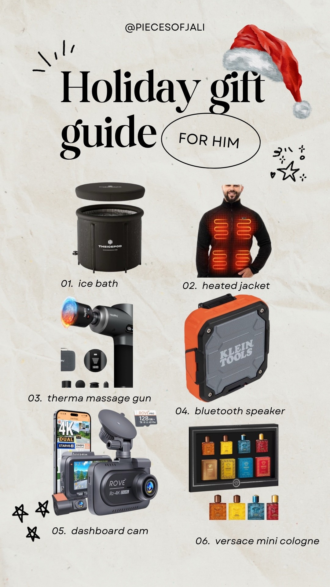 Men’s gift guide
Versace mini cologne set
Ice bath
Heated jacket
Thera gun
Dashboard cam

#LTKCyberWeek #LTKHoliday #LTKGiftGuide