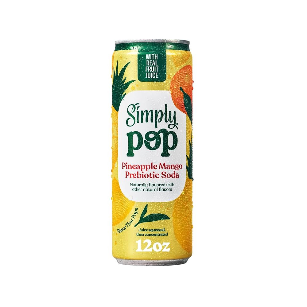 Simply Pop, Pineapple Mango Prebiotic Soda, 12 Fl Oz | Amazon (US)