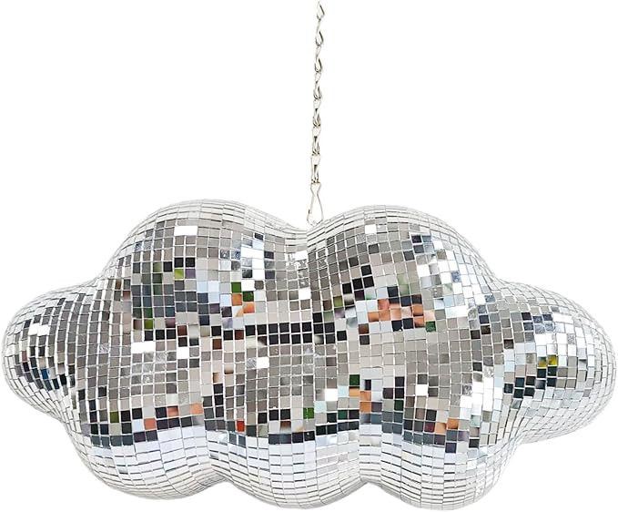 Disco Ball Cloud Shaped, Cute Hanging Party Mirror Decor with Chain, Retro Light Reflective Ball ... | Amazon (US)