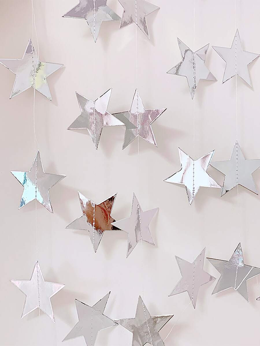 1set 4 meters shinning bright stars decorate birthday, flags Blue silver gold rose gold house dec... | SHEIN