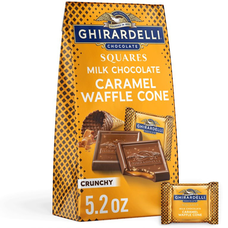 GHIRARDELLI Milk Chocolate Candy SQUARES with Caramel Waffle Cone Filling, 5.2 oz Bag | Walmart (US)