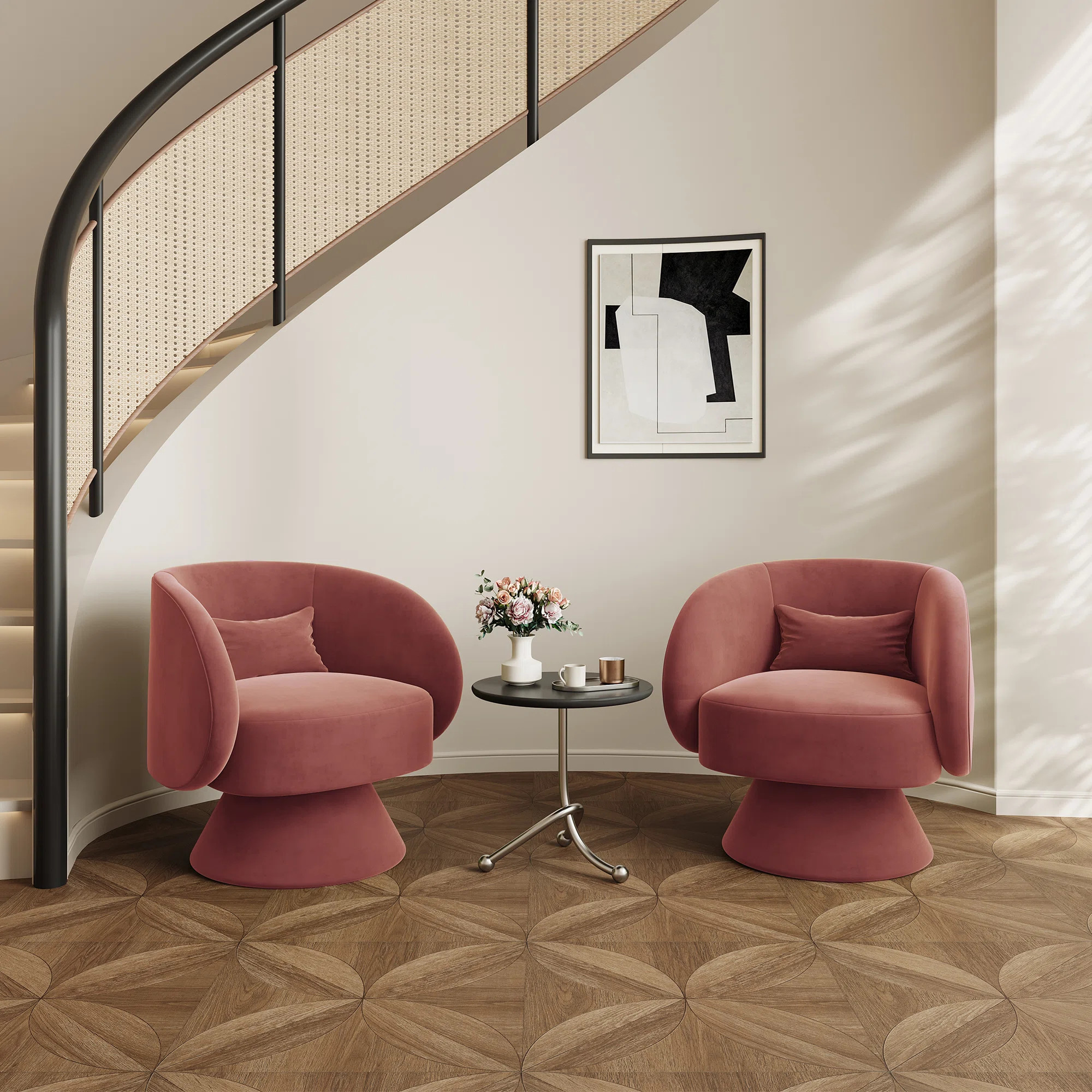 Upholstered Swivel Barrel Chair (Set Of 2) | Wayfair North America