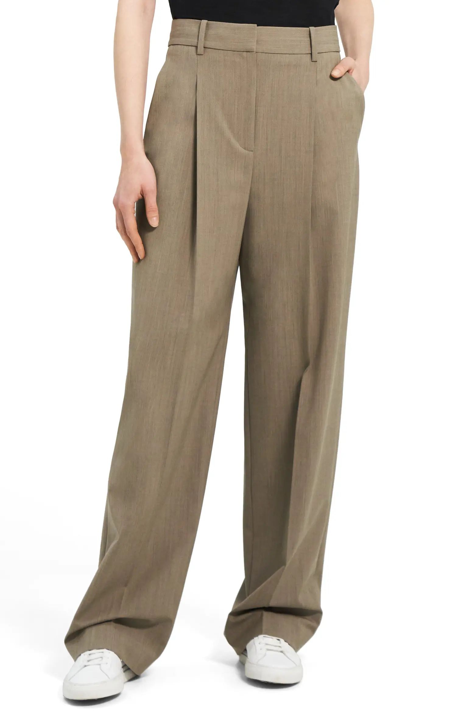 Wide Leg Stretch Wool TrousersTHEORY | Nordstrom