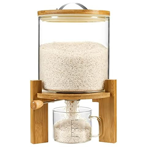 Flour and Cereal Container, Rice Dispenser 5L/8L, Creative Glass Food Storge Container for Kitche... | Amazon (US)