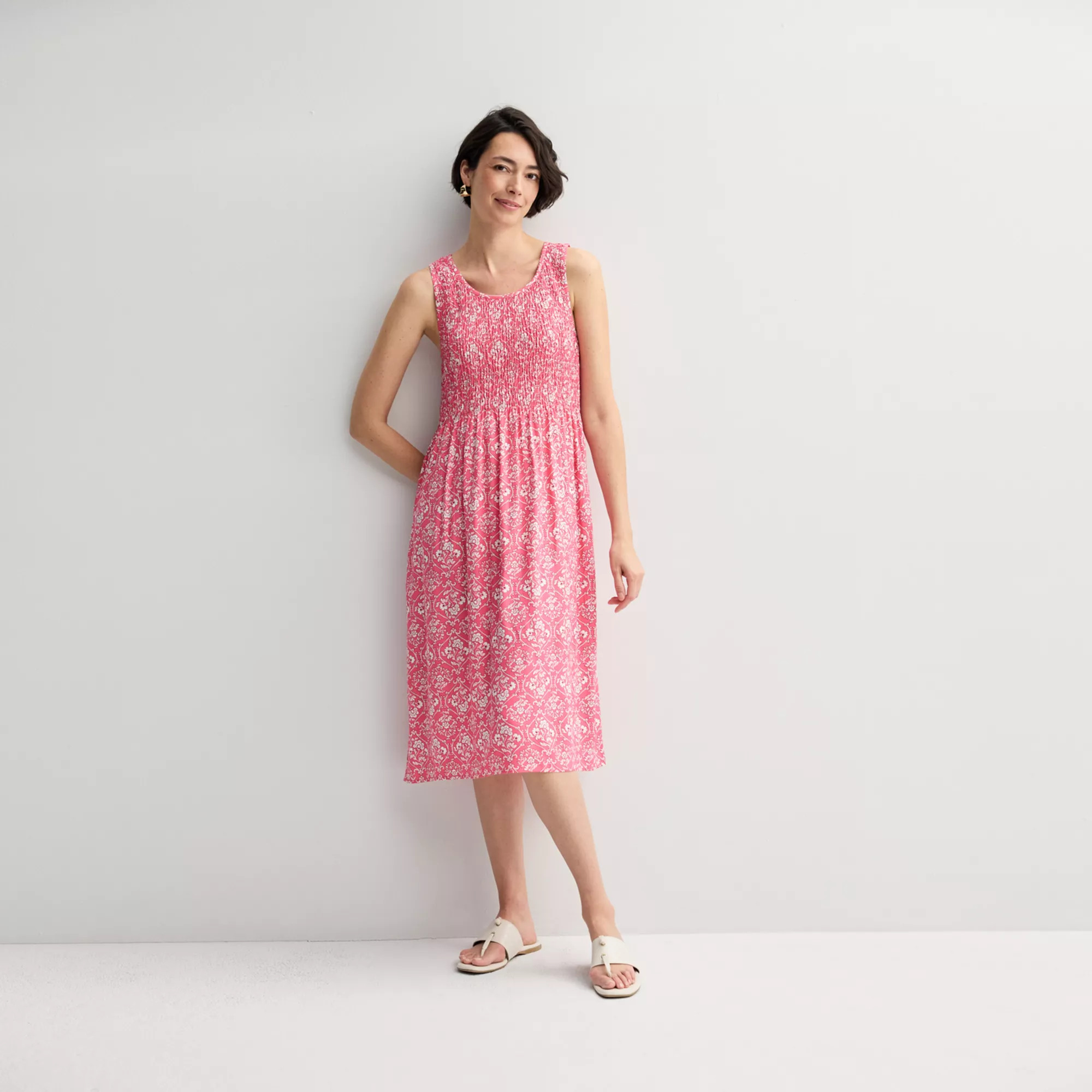 Women's Croft & Barrow® Smocked Midi Dress | Kohl's