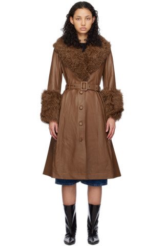 Brown Foxy Shearling Coat | SSENSE