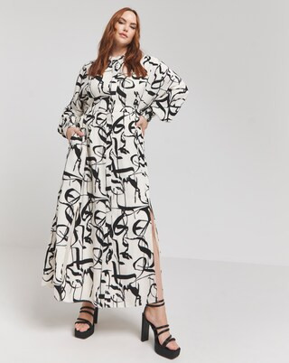 Joanna Hope Ivory Print Tie Waist Shirt Dress | Simply Be (UK)