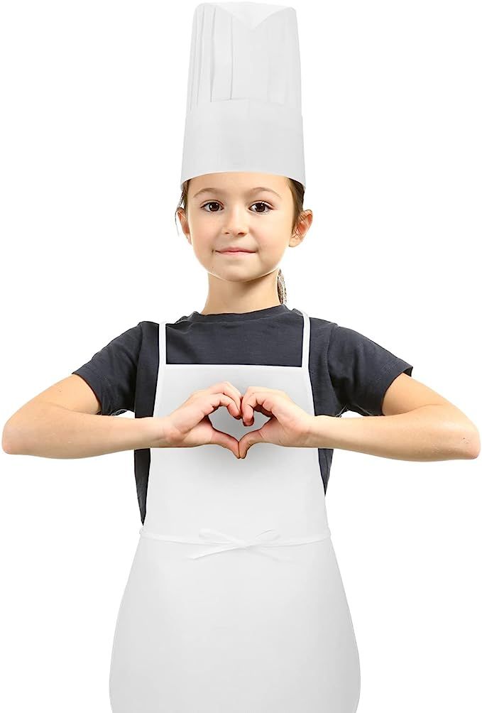 Sntieecr 24 Pieces Kids Apron and Chef Hat Set, Adjustable Kids White Non Woven Fabric Chef Hats ... | Amazon (US)