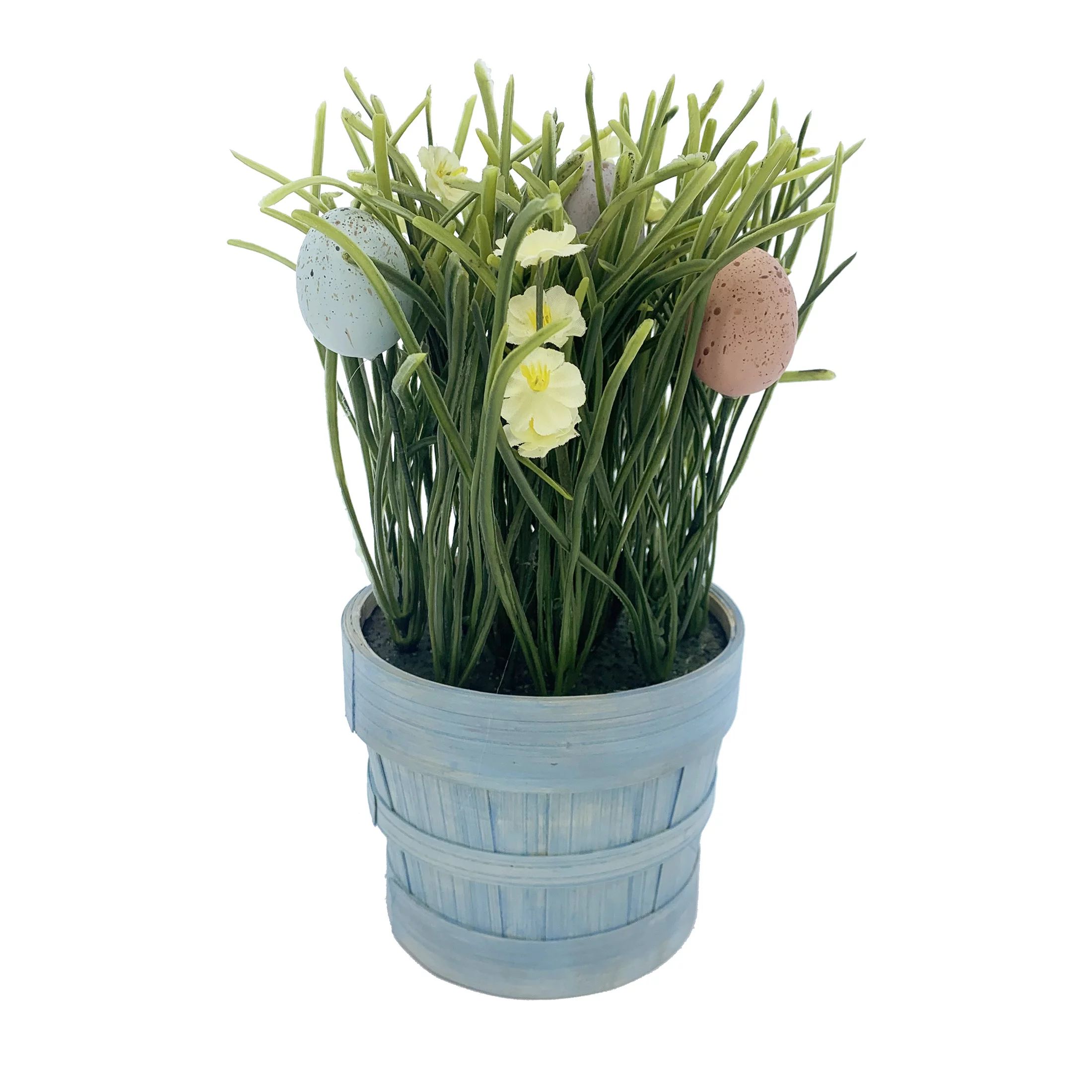 Way To Celebrate Easter Green Grass With Eggs In Blue Bamboo 10" Tall Decoration - Walmart.com | Walmart (US)