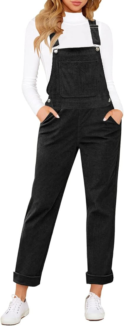 LookbookStore Womens Overalls Corduroy Bib Adjustable Straps Fashion Jumpsuit Overall f... | Amazon (US)