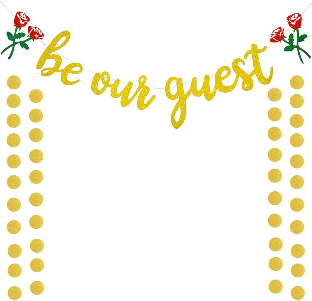 Be Our Guest Gold Sign Banner, Reception Banner for Beauty And The Beast Party Bridal Shower Favo... | Amazon (US)