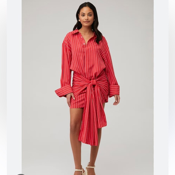 ANTHROPOLOGIE BARDOT MALIRA STRIPED RED AND WHITE MINI DRESS SIZE 12 NWT | Poshmark