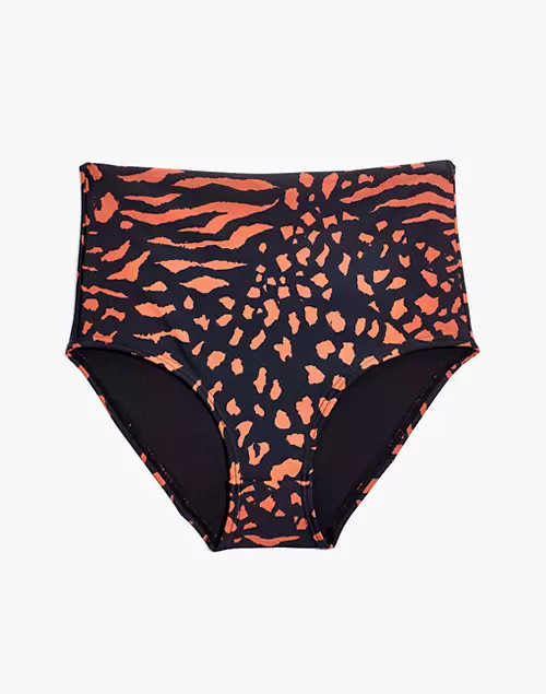 Madewell Second Wave Retro High-Waisted Bikini Bottom in Animal Attraction | Madewell
