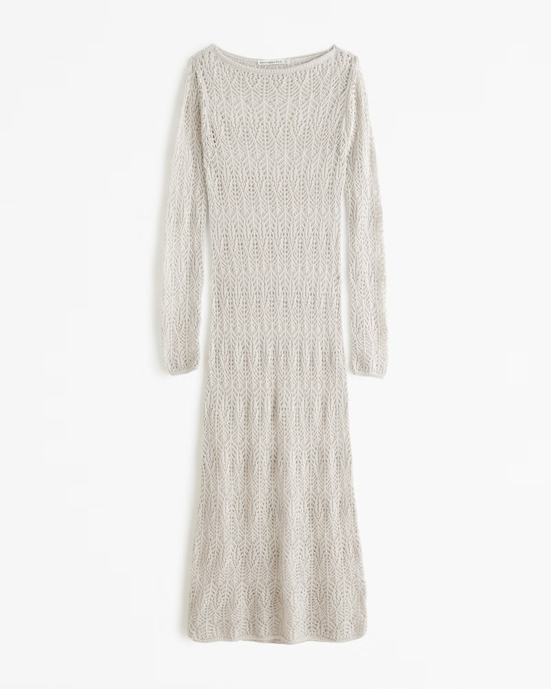 Long-Sleeve Crochet Maxi Dress Coverup | Abercrombie & Fitch (US)