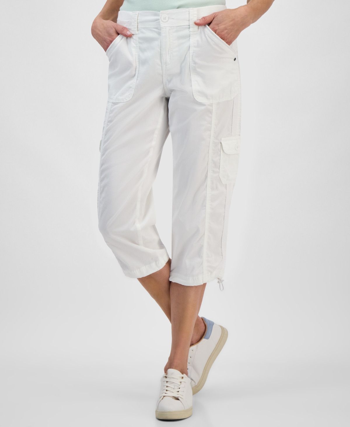 Style & Co Women's Mid-Rise Cargo Capri Pants, Exclusively at Macy's - Bright White | Macy's