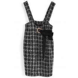 Modern Picks Tweed Pinafore Dress in Black | Chicwish