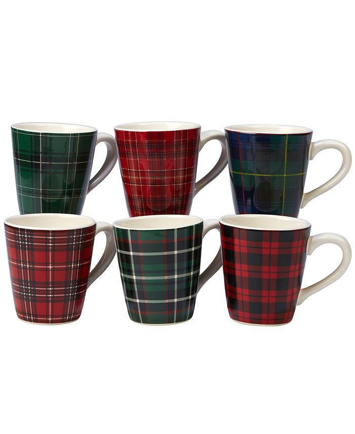 Certified International Christmas Plaid 6-Pc. Mug asst. & Reviews - Dinnerware - Dining - Macy's | Macys (US)