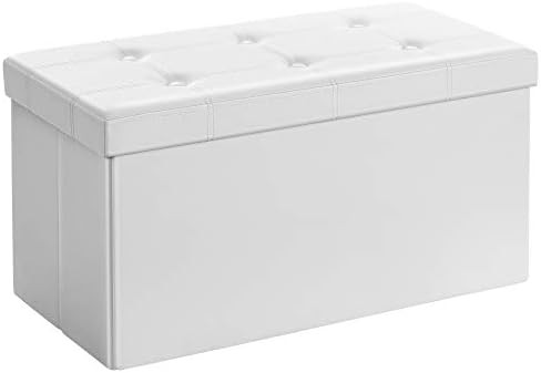 SONGMICS 30 Inches Faux Leather Folding Storage Ottoman Bench, Storage Chest Footrest Coffee Table P | Amazon (US)