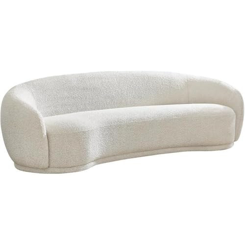 Pemberly Row Contemporary Boucle Fabric Upholstered Sofa, Rich Cream Finish, Rounded Back, Modern... | Amazon (US)