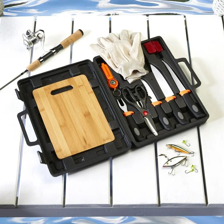Fisherman Preparation and Cooking Gift Set with Bamboo Board and Carry Case | Walmart (US)