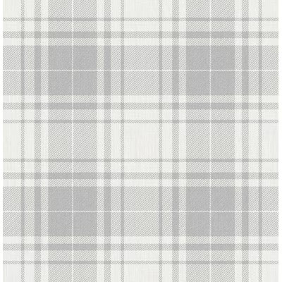 allen + roth  30.75-sq ft Grey Vinyl Textured Plaid 3D Self-adhesive Peel and Stick Wallpaper | Lowe's