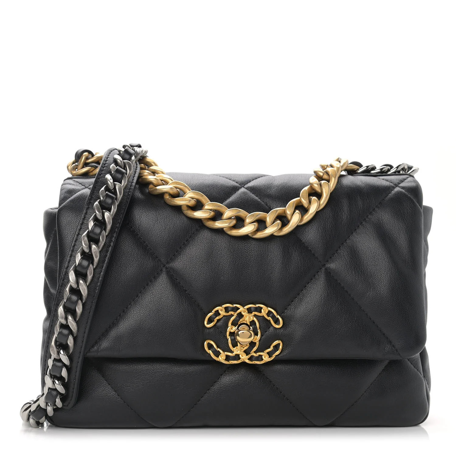 CHANEL Goatskin Quilted Medium Chanel 19 Flap Black | FASHIONPHILE | FASHIONPHILE (US)