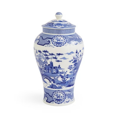Spode Blue Italian Porcelain Decorative Vase - 14.3-Inch Tall Gothic Castle Scene with Blue & White Heritage Print - European Style Home Accents | Target