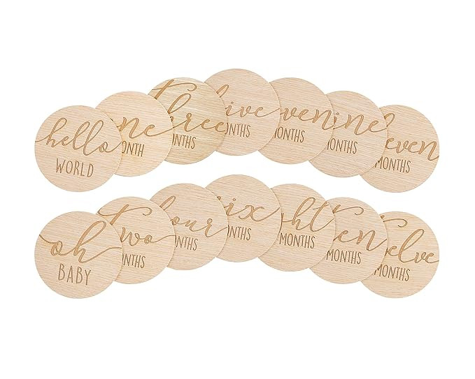 Pearhead Wooden Monthly Milestone Photo Cards, Baby Announcement Cards, Double Sided Photo Prop M... | Amazon (US)