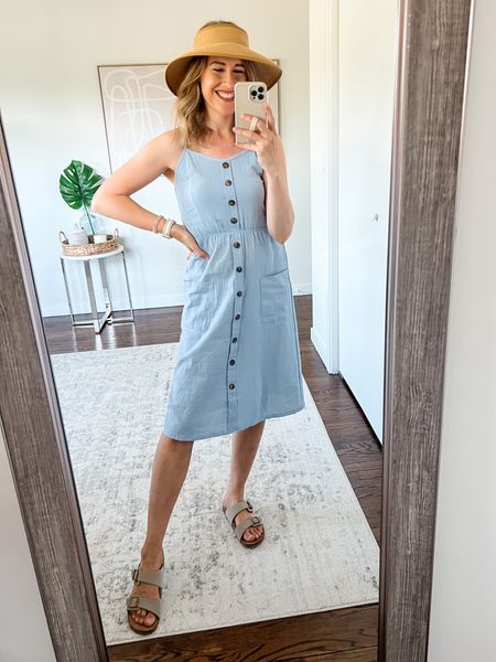 Cutest little summer dress on Amazon, quality is just ok. In a size small. Buttons are decorative. Adjustable spaghetti straps. 

#LTKunder100 #LTKunder50 #LTKstyletip