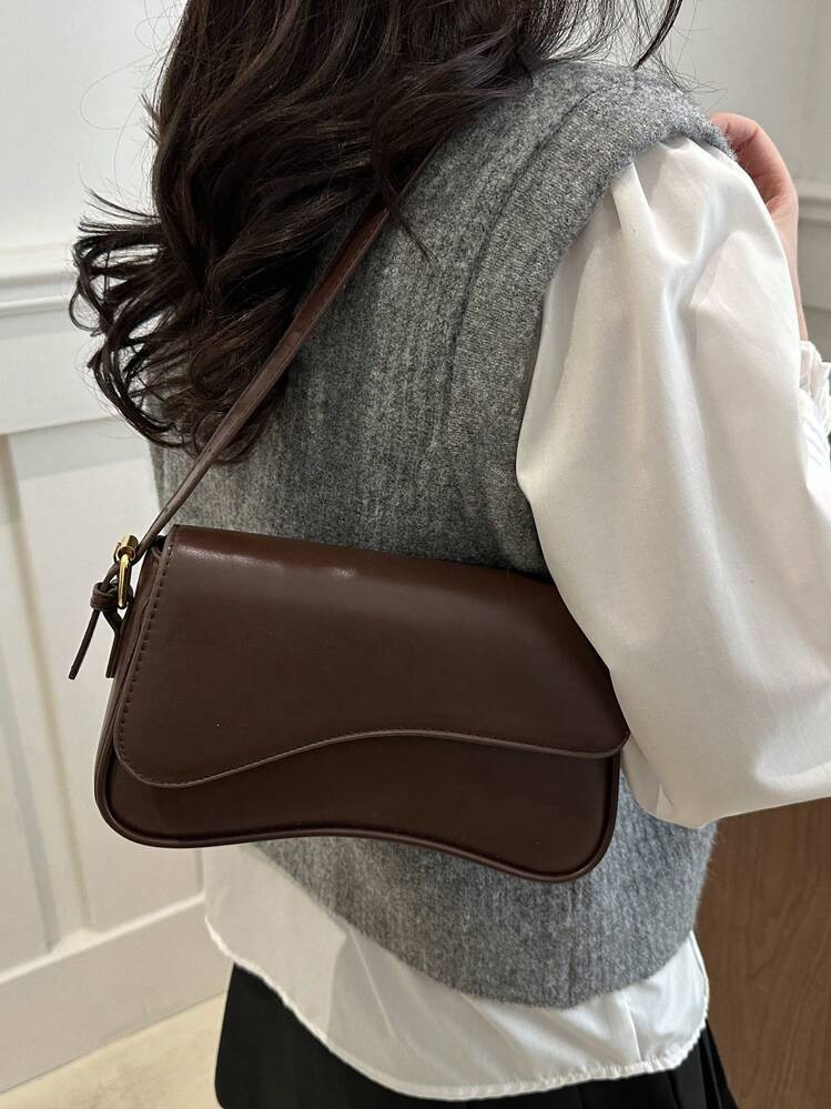 Solid Color PU Fashion New Underarm Bag Women's Shoulder Bag Everything Stylish Bag | SHEIN