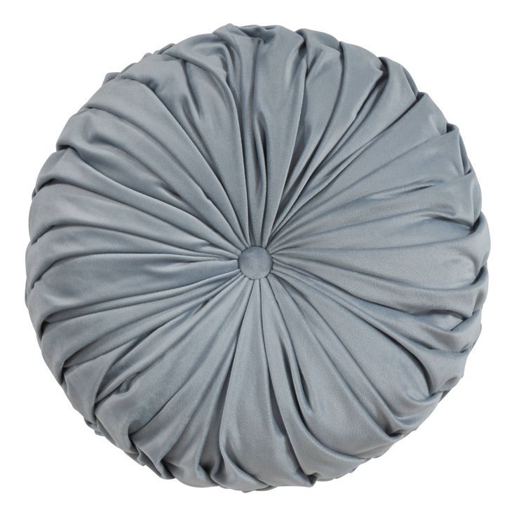 14" Velvet Pintuck Poly Filled Round Throw Pillow Blue/Gray - Saro Lifestyle | Target