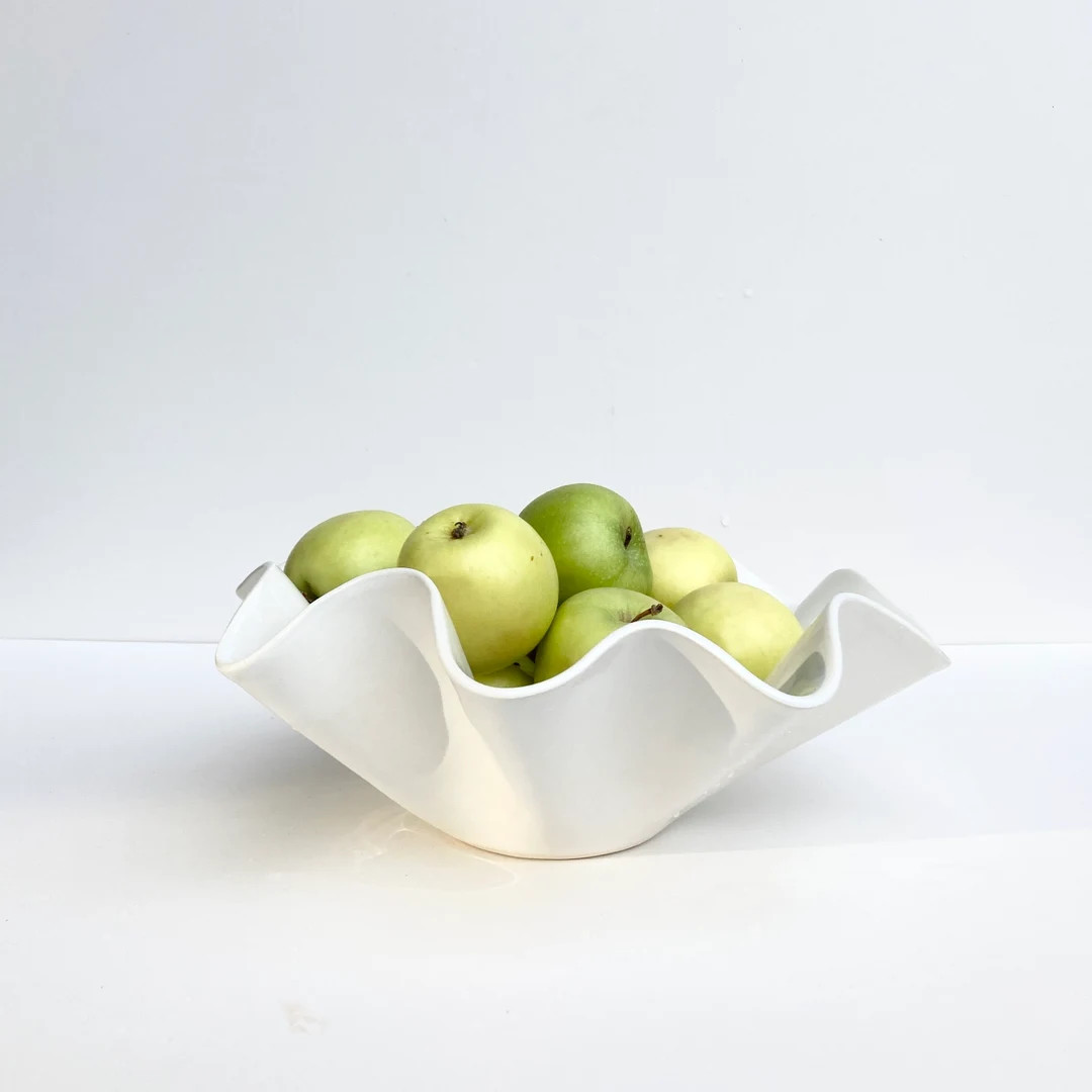 Ceramic Gloss White Wavy Bowl Medium | Etsy (US)