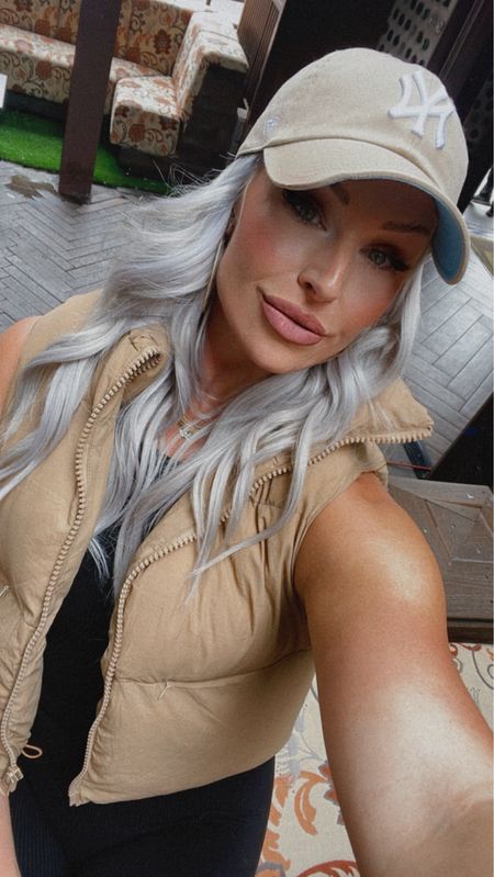 NY Yankees hat and matching vest. Such a cute combo I threw over my black body suit with sneakers! 

Wearing a size L in vest 🤍

#LTKstyletip #LTKbeauty #LTKfitness