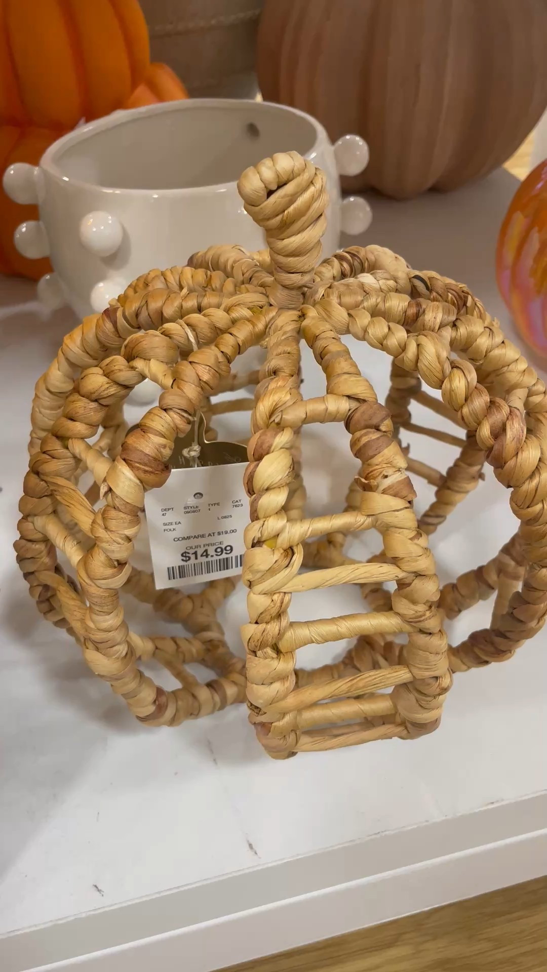 Outdoor friendly wicker pumpkin 