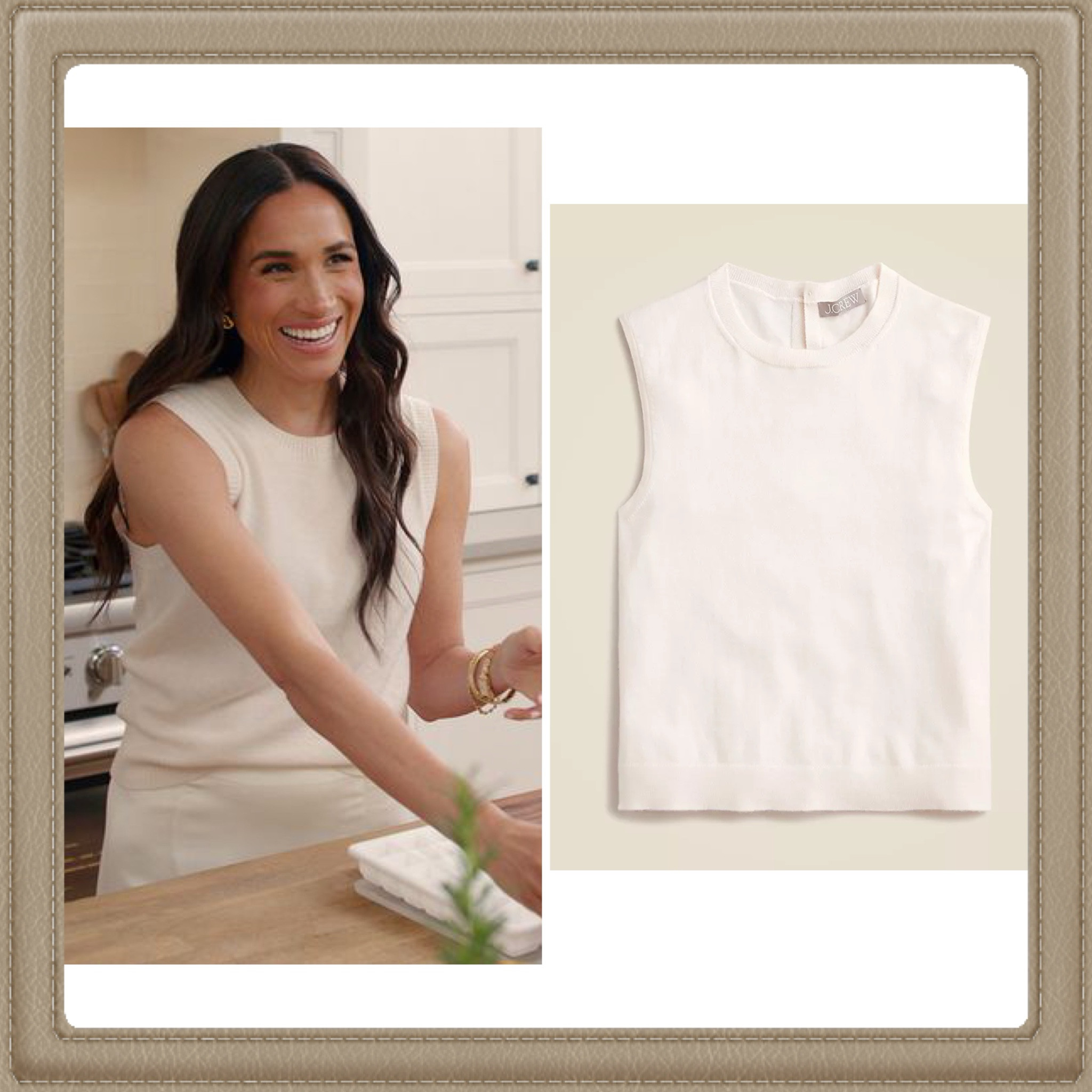 Meghan Markle JCrew cashmere shell in snow