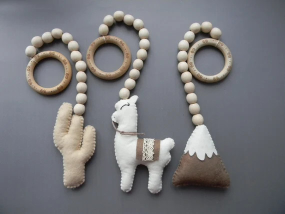 Llama Play Gym Toys Cactus Mountain Baby Play Gym Toys Boho Baby Play Gym Toys Wooden Baby Gym to... | Etsy (US)