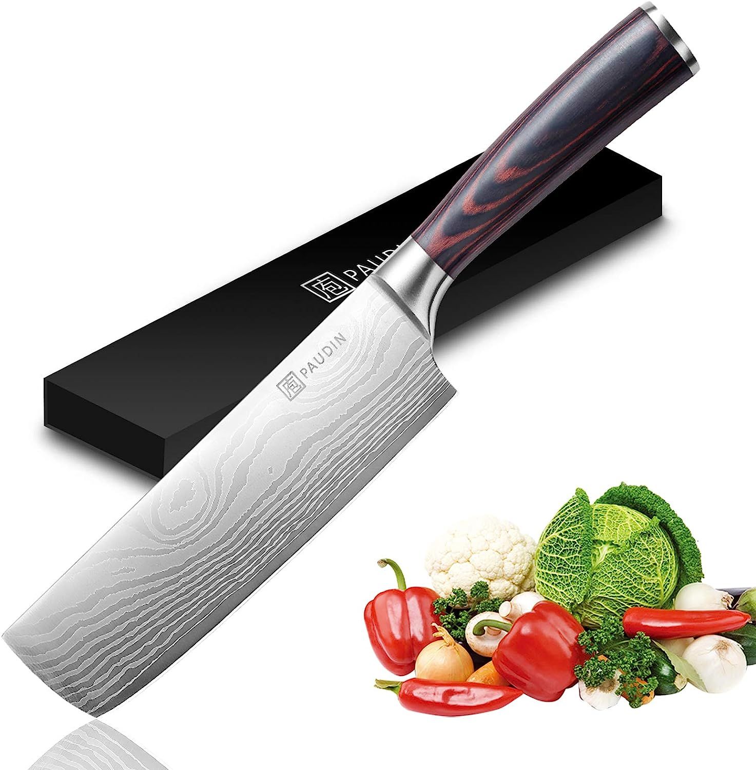PAUDIN Nakiri Knife Razor Sharp Meat Cleaver 7 inch High Carbon Stainless Steel Vegetable Kitchen... | Amazon (US)