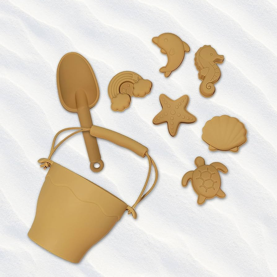 Silicone Baby Beach Toys (Mustard) - Baby Beach Essentials, Baby Sand Toys, Travel Beach Toys/Sil... | Amazon (US)