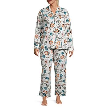 Liz Claiborne Womens Plus V-Neck Long Sleeve 2-pc. Pant Pajama Set | JCPenney