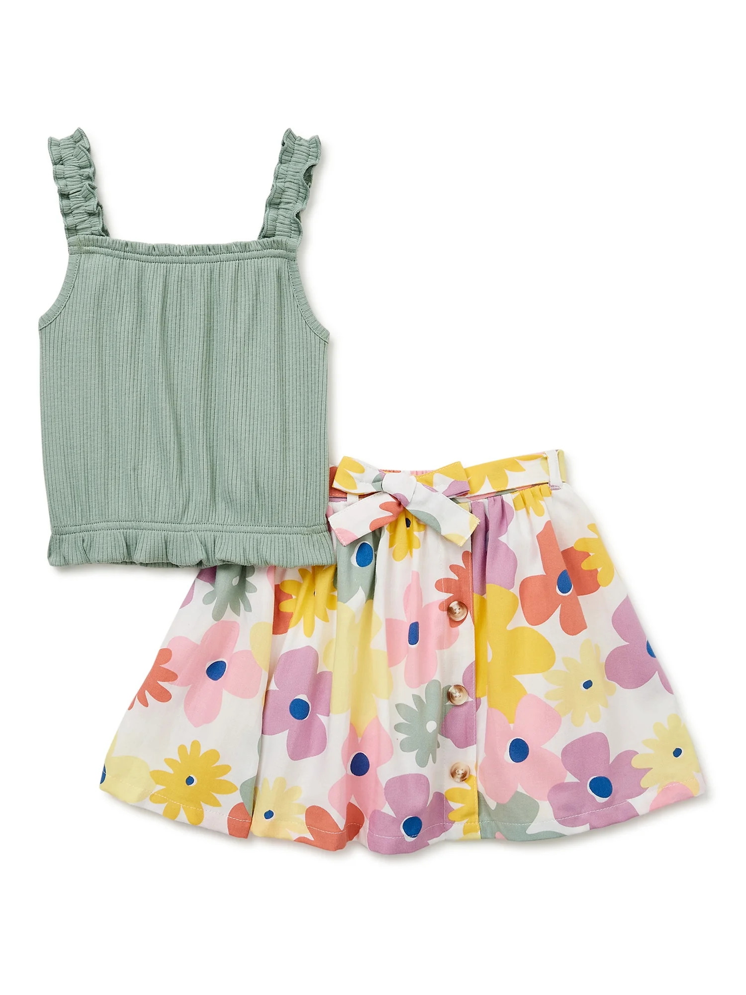 Wonder Nation Baby and Toddler Girls Skirt Set, 2-Piece, Sizes 12M-5T | Walmart (US)