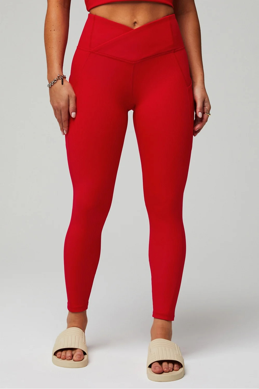Oasis Pureluxe Rib HW Crossover 7/8 Legging | Fabletics - North America