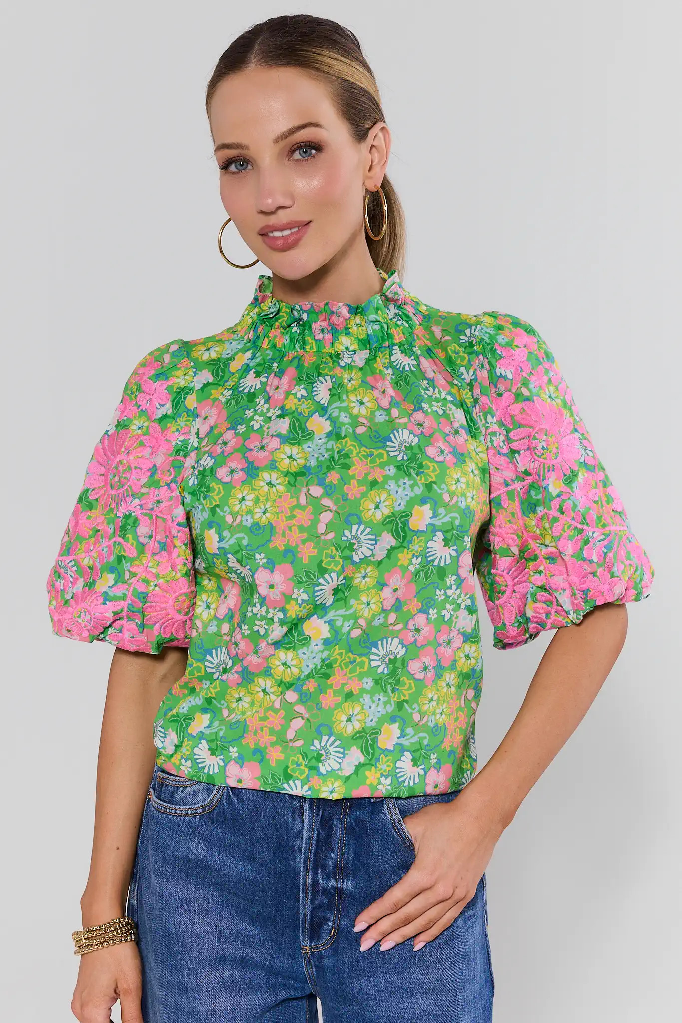 June Green Floral Top by THML | Avara