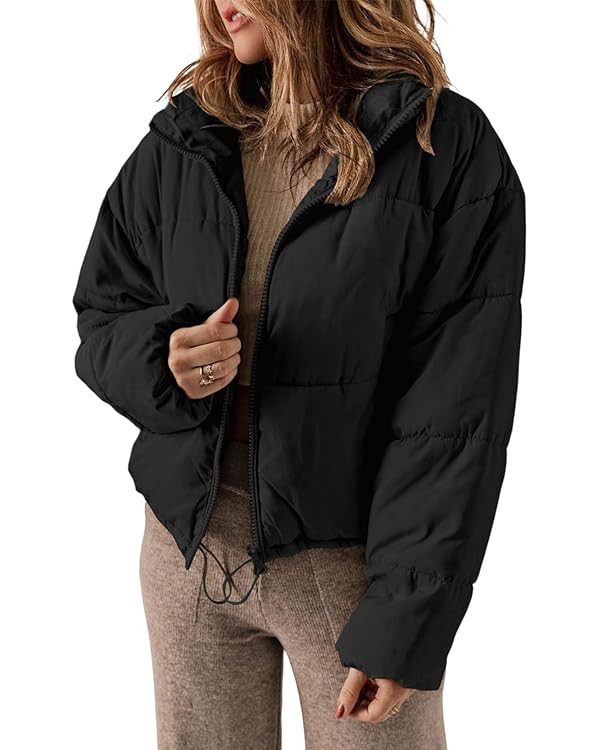 Dokotoo Womens Winter Quilted Jackets Long Sleeve Full Zip Puffer Jacket Coats with Pockets | Amazon (US)