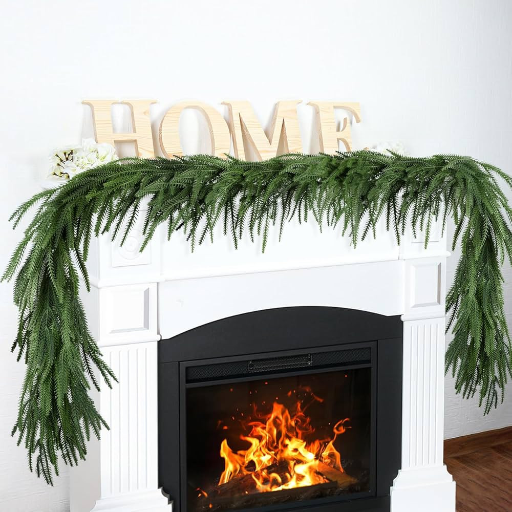 6FT Christmas Garland Realistic Real Touch Norfolk Pine Garland Decoration Winter Greenery Garlan... | Amazon (US)